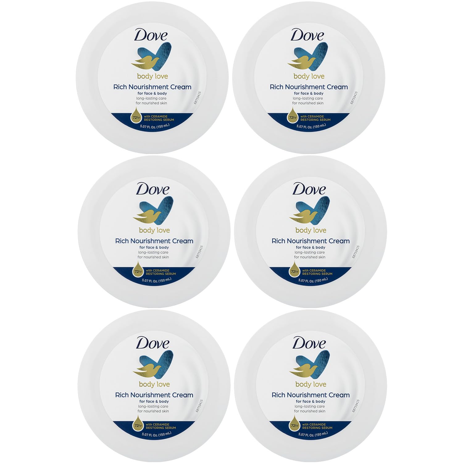 Dove Body Love Beauty Cream, Lightweight, Fast-Absorbing Face and Body Cream for Normal to Dry Skin, 24-Hour Moisture, Luxuriously Scented Face Cream, Hand & Body Lotion, 5.07 Fl Oz (Pack of 12)