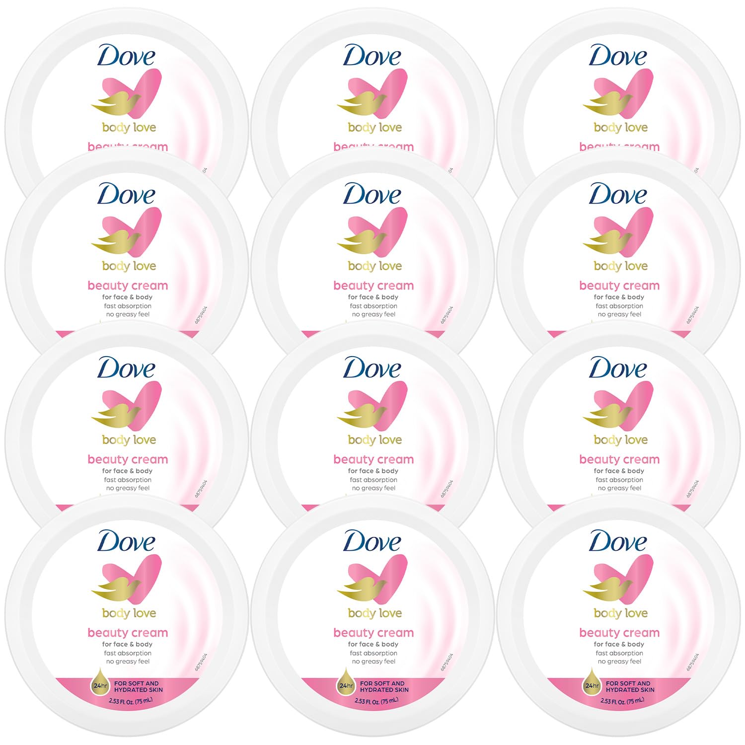 Dove Body Love Beauty Cream, Lightweight, Fast-Absorbing Face and Body Cream for Normal to Dry Skin, 24-Hour Moisture, Luxuriously Scented Face Cream, Hand & Body Lotion, 5.07 Fl Oz (Pack of 12)