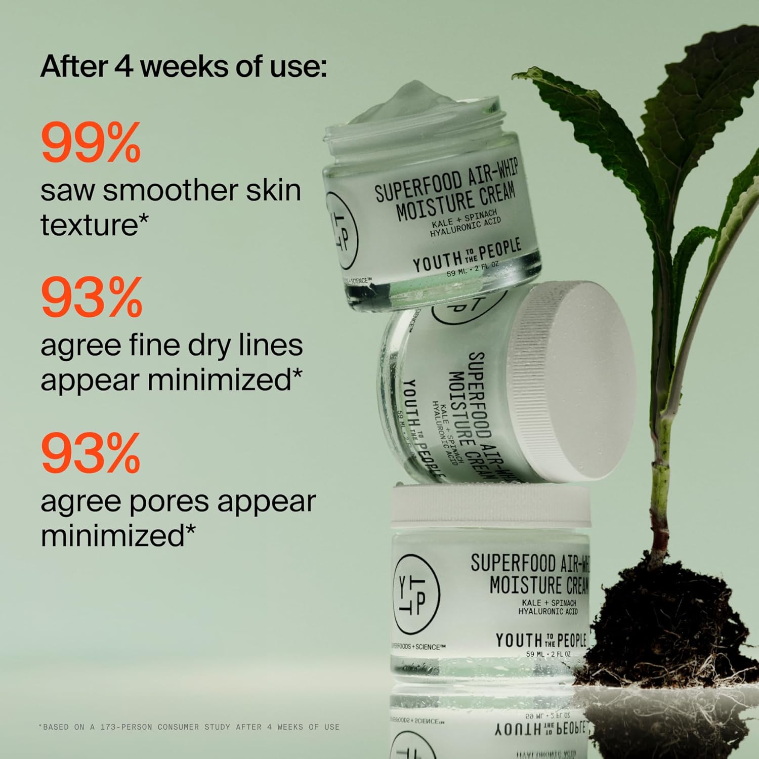 Youth To The People Superfood Air-Whip Moisture Cream Refill - Kale + Green Tea Hyaluronic Acid Face Moisturizer, Smooths + Hydrates Up to 48HR with Dewy Glow, Non-Greasy Lightweight Gel - 5.07 fl oz