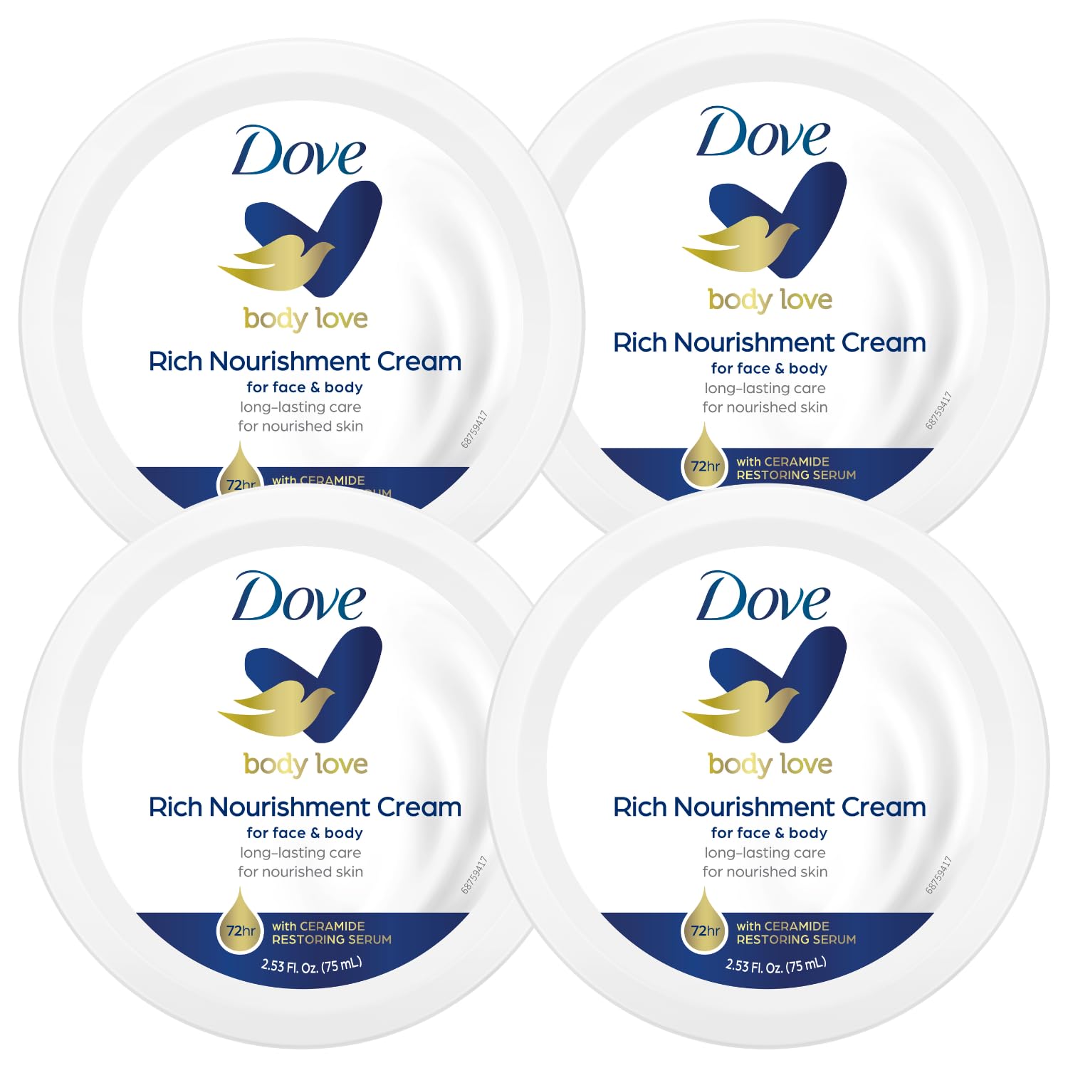 Dove Body Love Beauty Cream, Lightweight, Fast-Absorbing Face and Body Cream for Normal to Dry Skin, 24-Hour Moisture, Luxuriously Scented Face Cream, Hand & Body Lotion, 5.07 Fl Oz (Pack of 12)