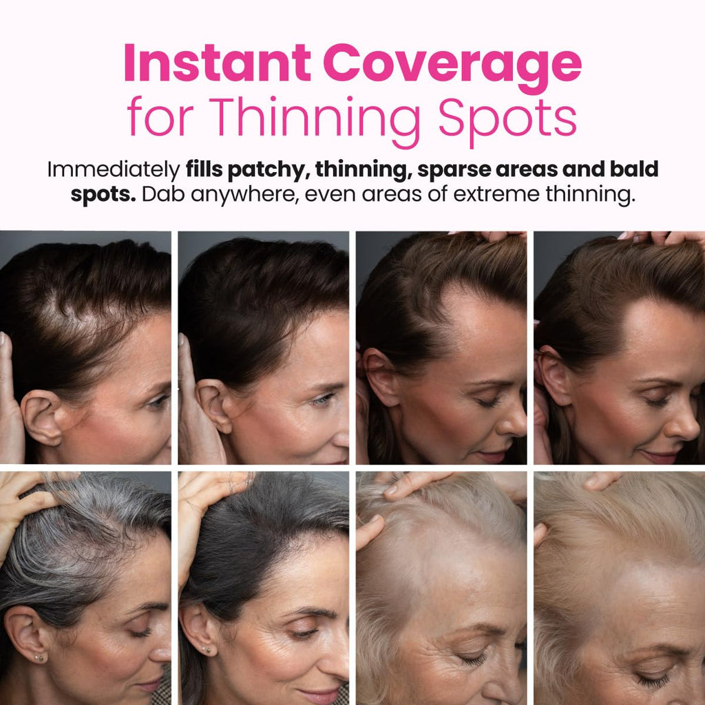 Prime Prometics Instant Coverage Hairline Powder for Mature Women – Covers Grays, Roots & Thinning Areas – Water & Sweat-Resistant – Natural, Fuller-Looking Hairline (Brunette)